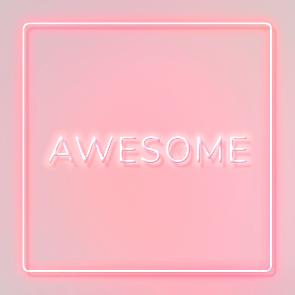 AWESOME neon word typography on a pink background