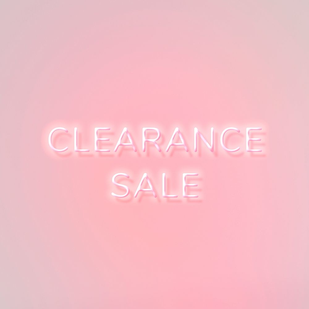 CLEARANCE SALE neon word typography on a pink background