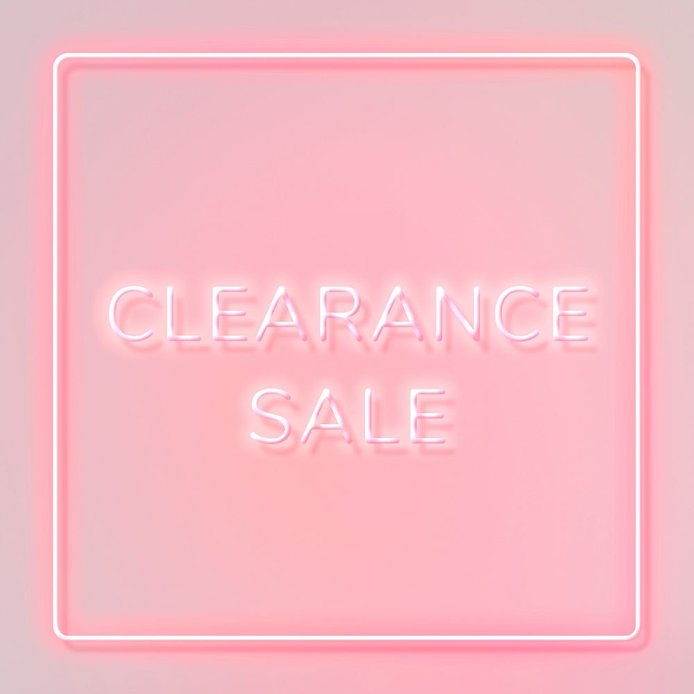 CLEARANCE SALE neon word typography on a pink background