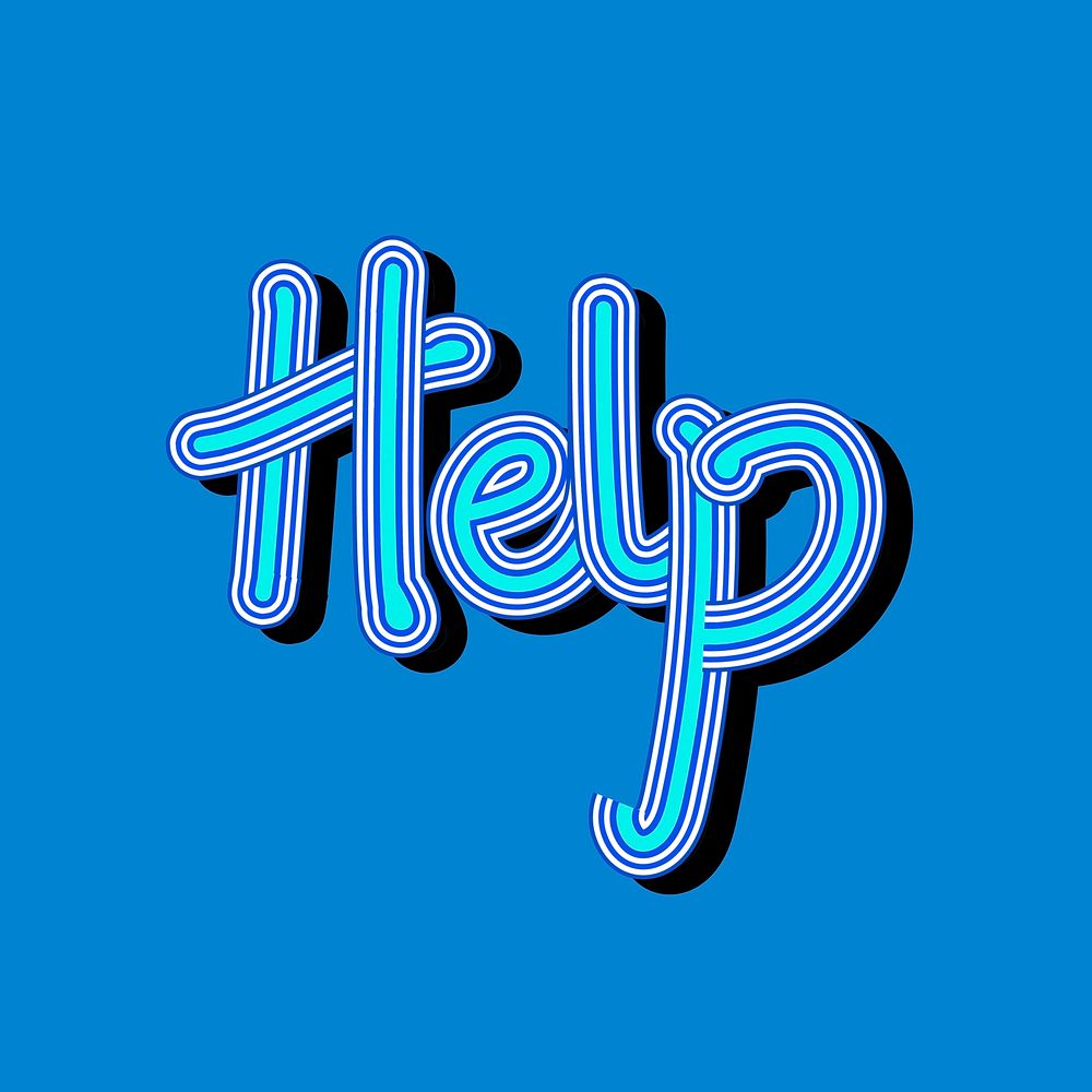 Handwritten blue Help vector typography funky sticker