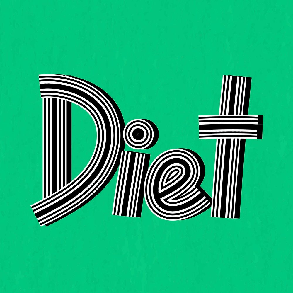 Health word diet vector line font retro typography handwritten