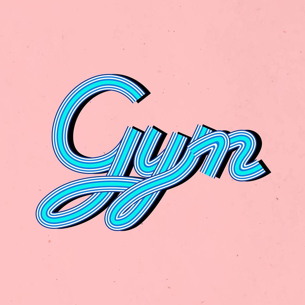 Retro doodling gym word concentric font typography