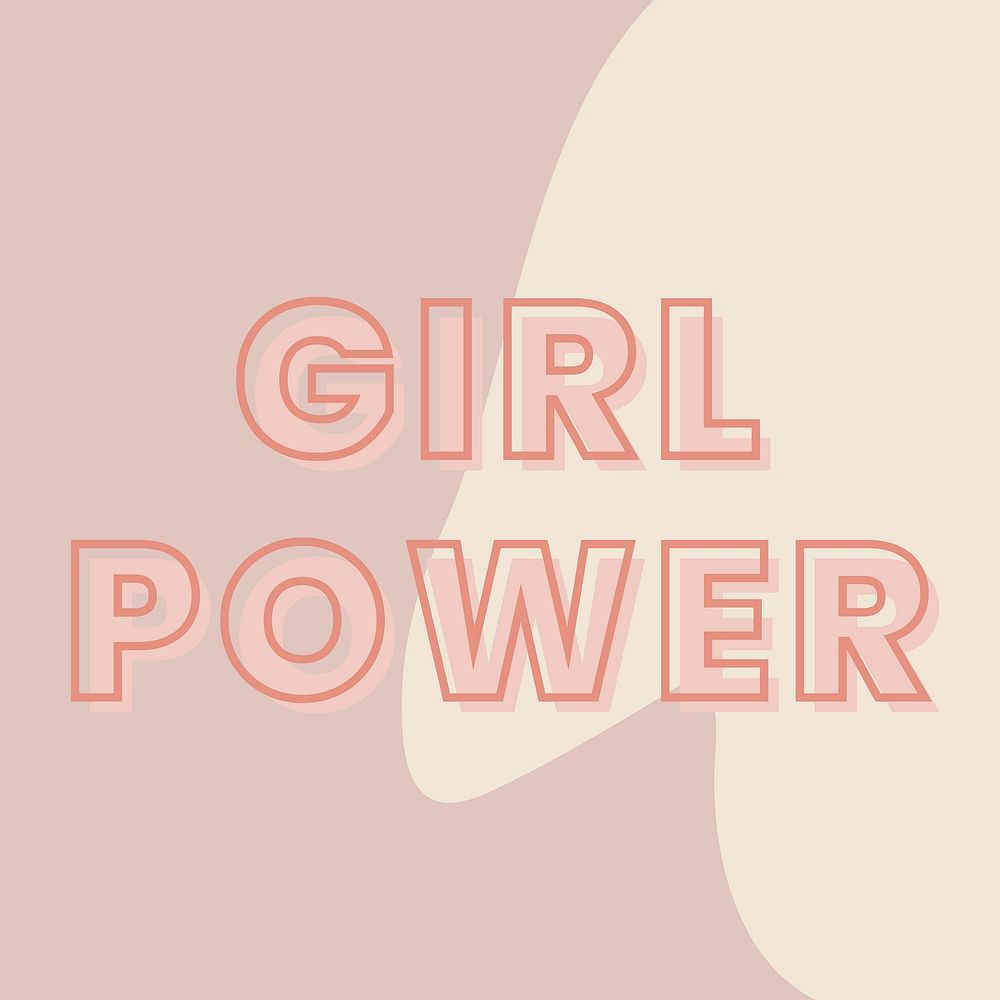 Girl power typography on a brown and beige background vector