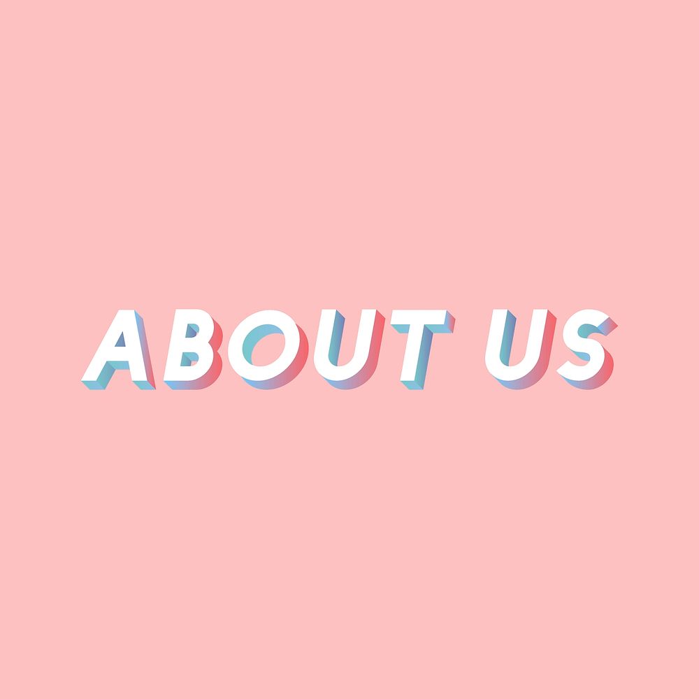 About us phrase vector isometric font typography