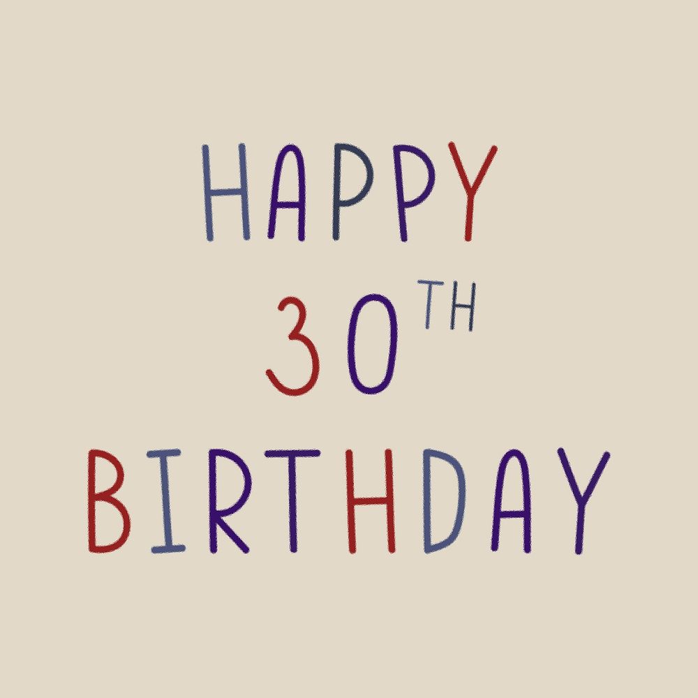 Happy 30th birthday colorful typography