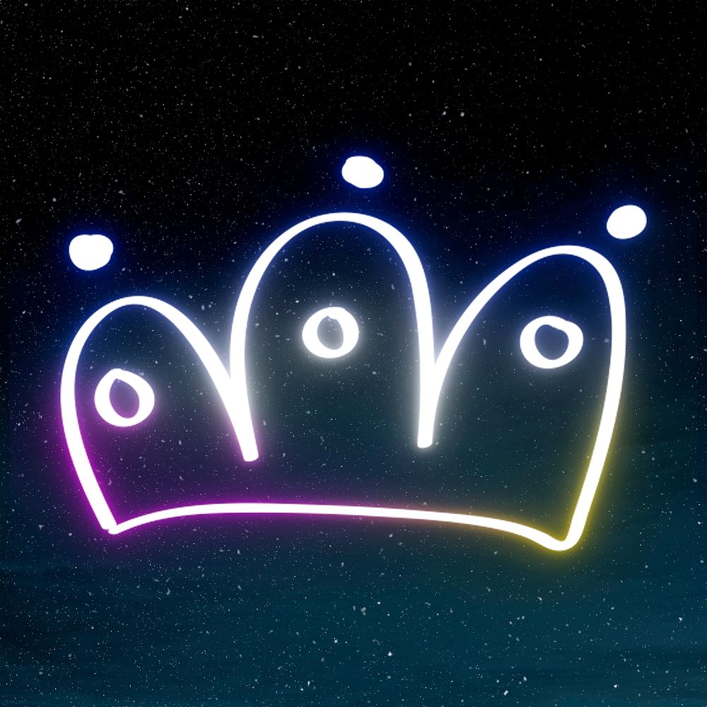 Rainbow glow neon crown doodle