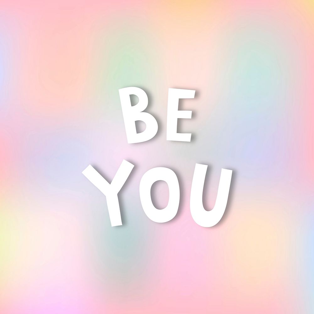 White be you doodle typography on a pastel background vector
