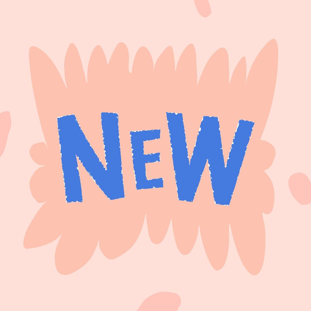Blue new doodle typography on a pink background vector