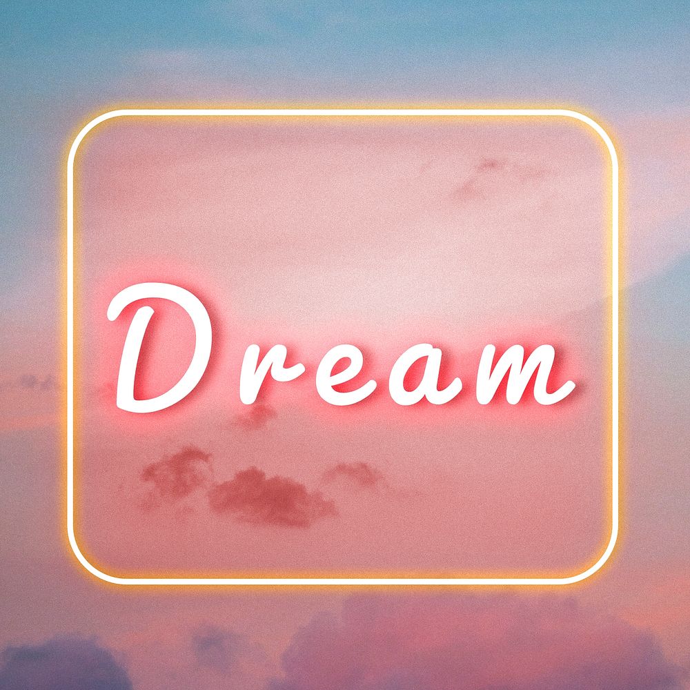 Dream glow neon typography text