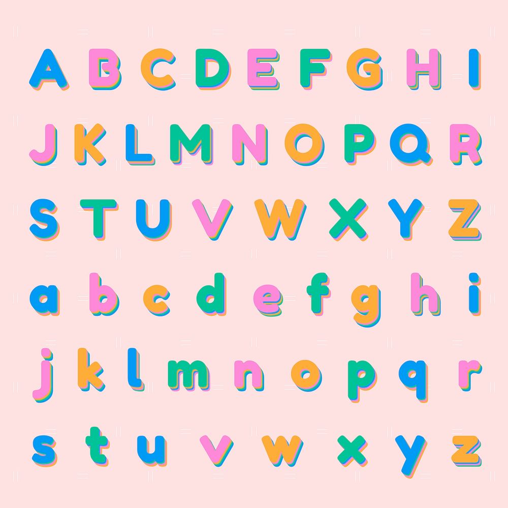 3d colorful alphabet set vector