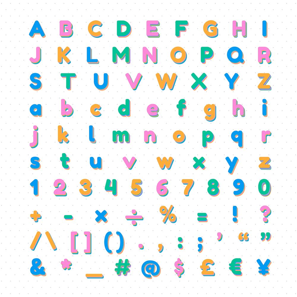 Vector letter and sign set font typography