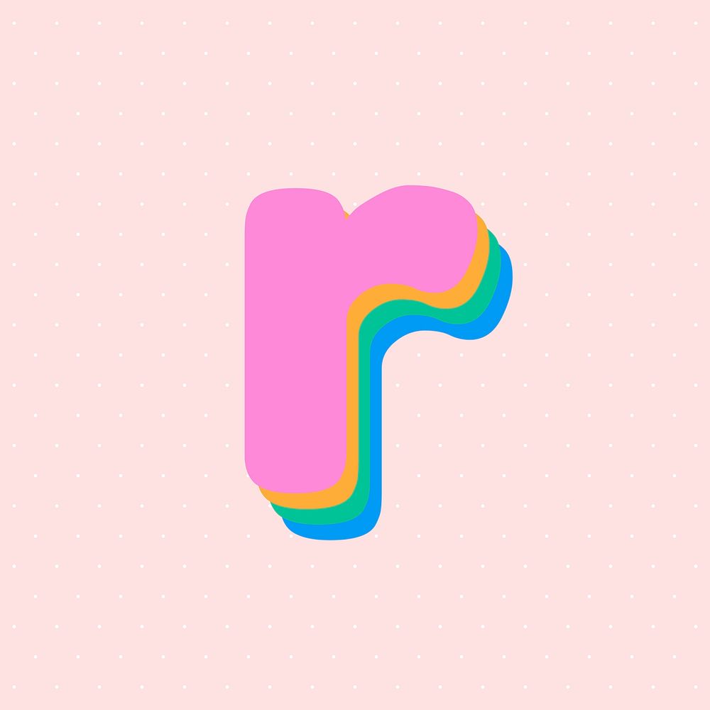 3D r alphabet font vector