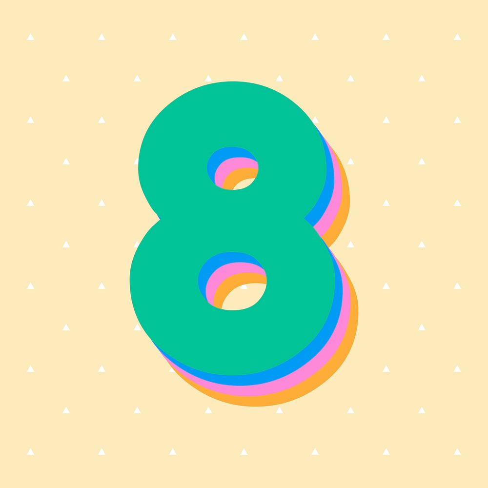 3D number eight font vector