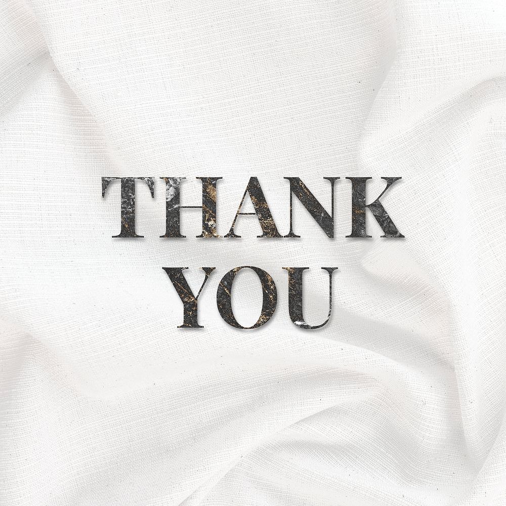 Thank you marble word typography white silk