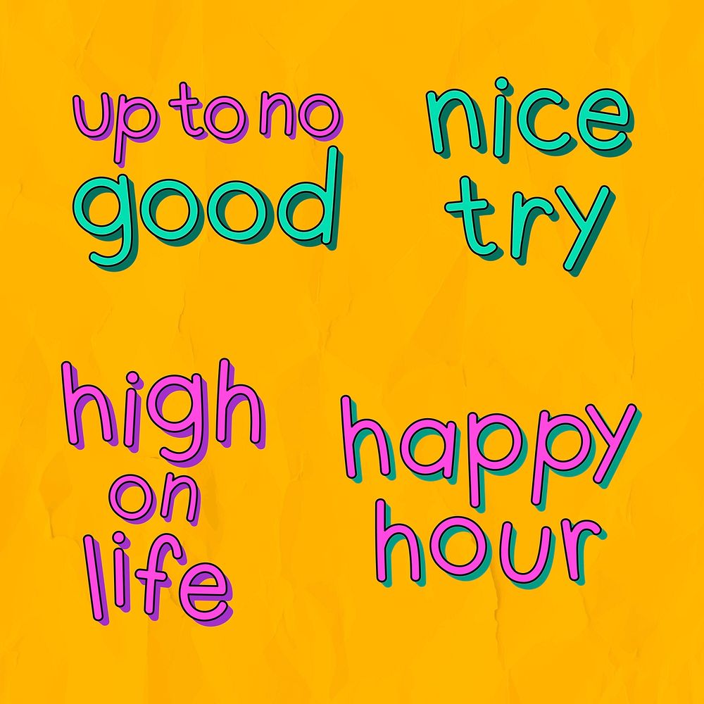 Trendy slang typography set on a yellow background vector