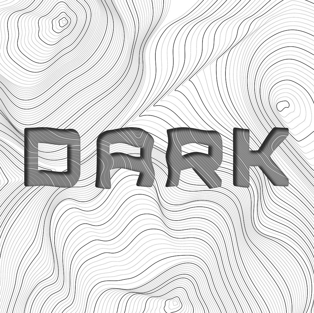 Dark word typography on a white topographic background