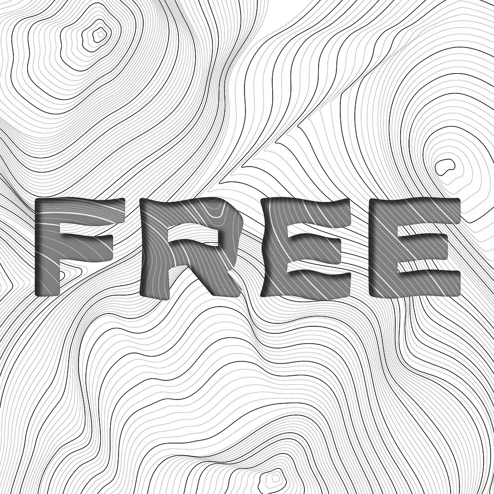 Dark gray free word typography on a white topographic background