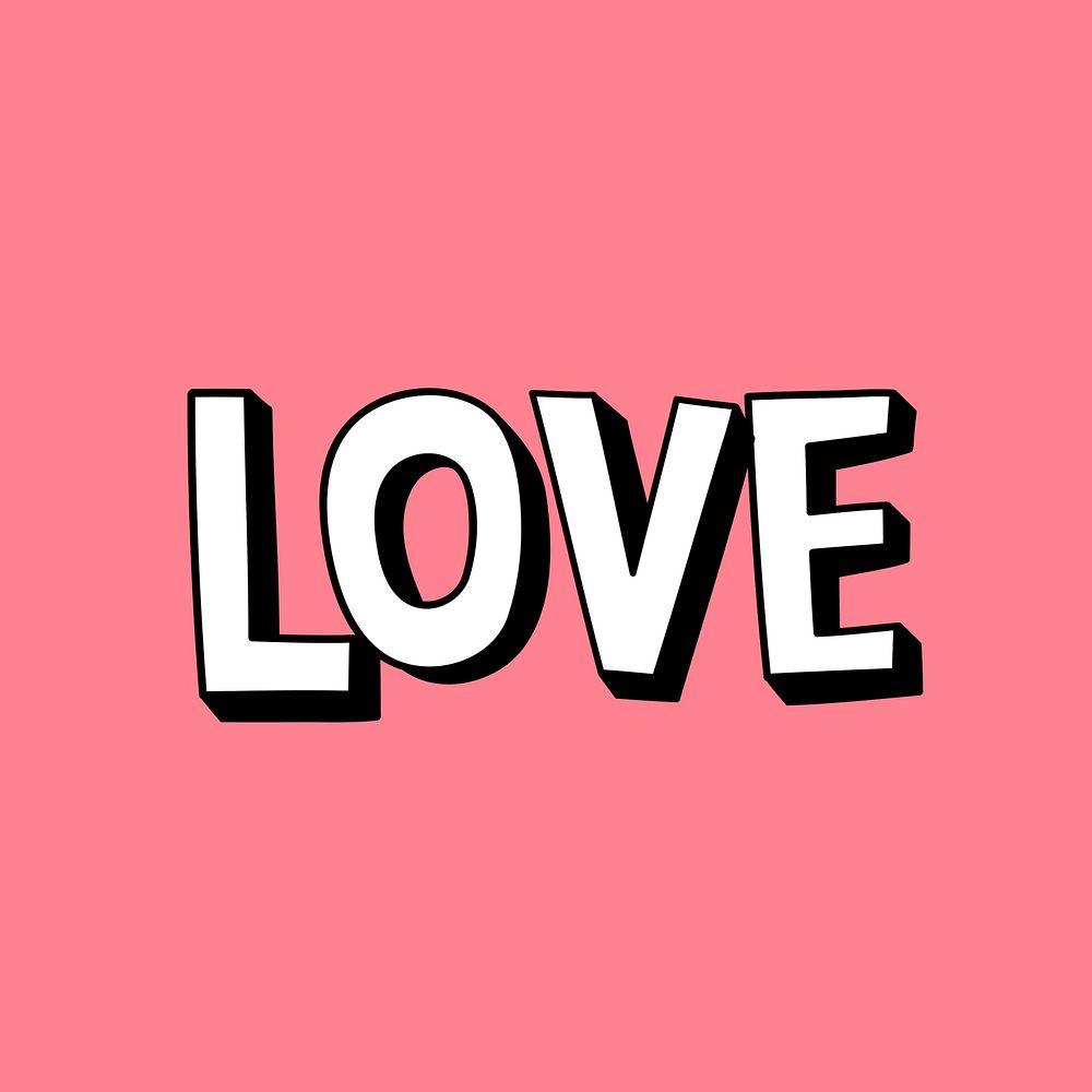 Love shadow font typography vector