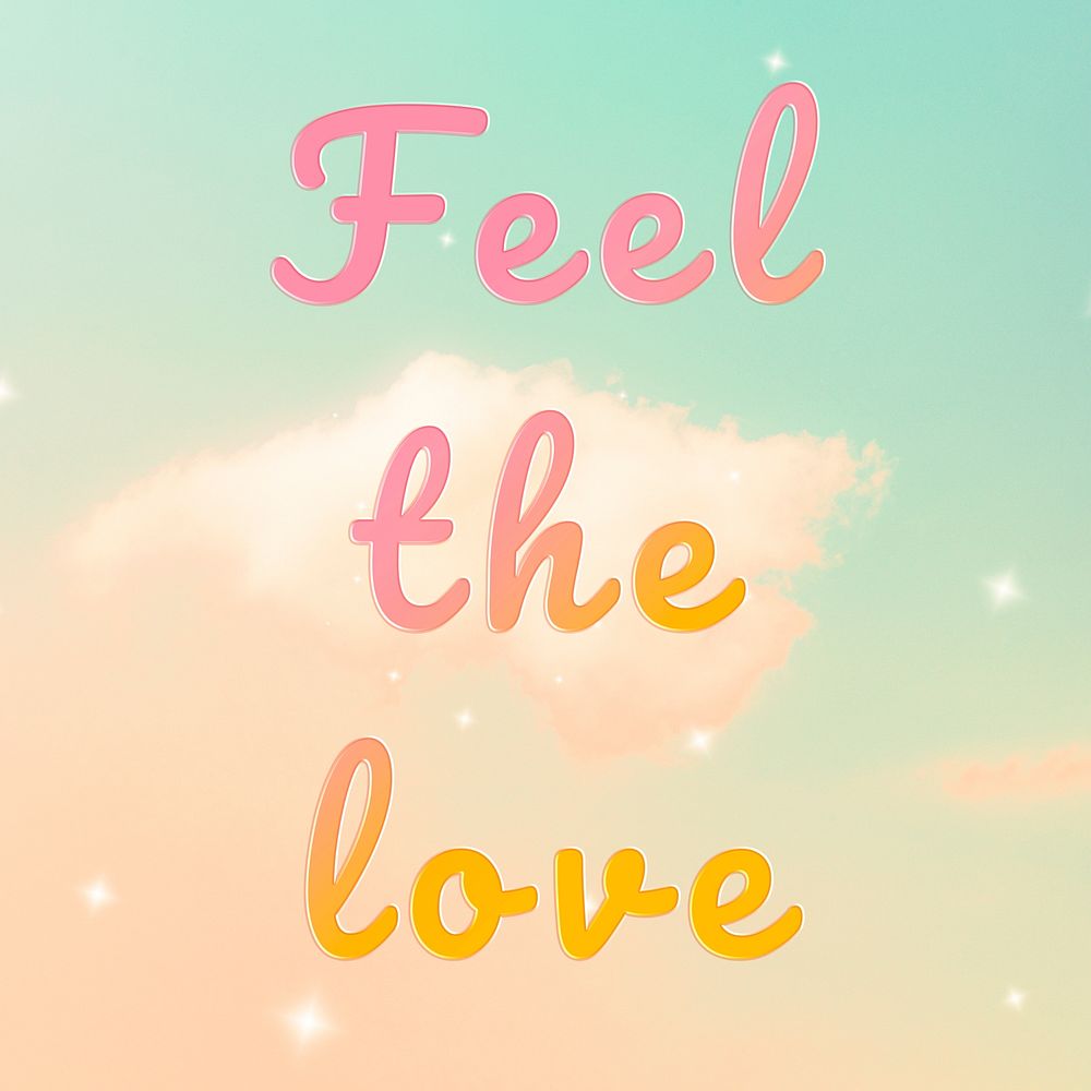 Feel the love romantic text doodle font typography