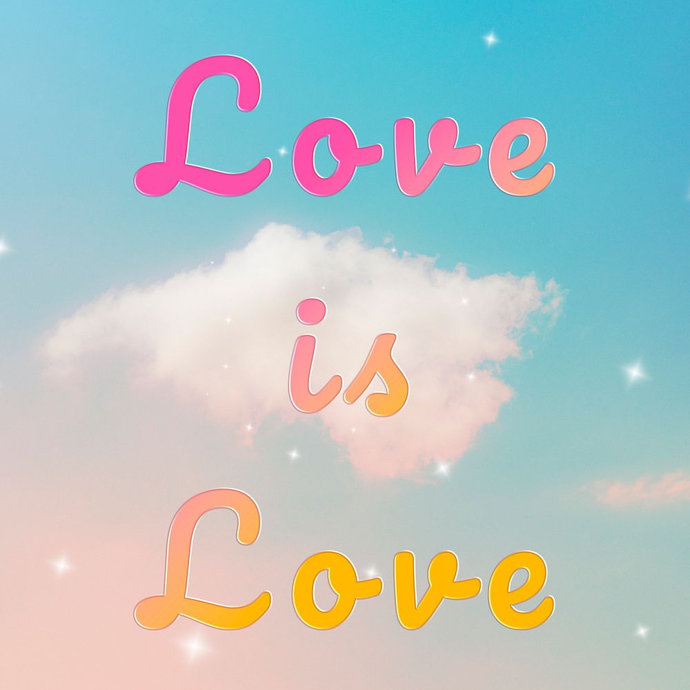 Love is love doodle lettering colorful word art