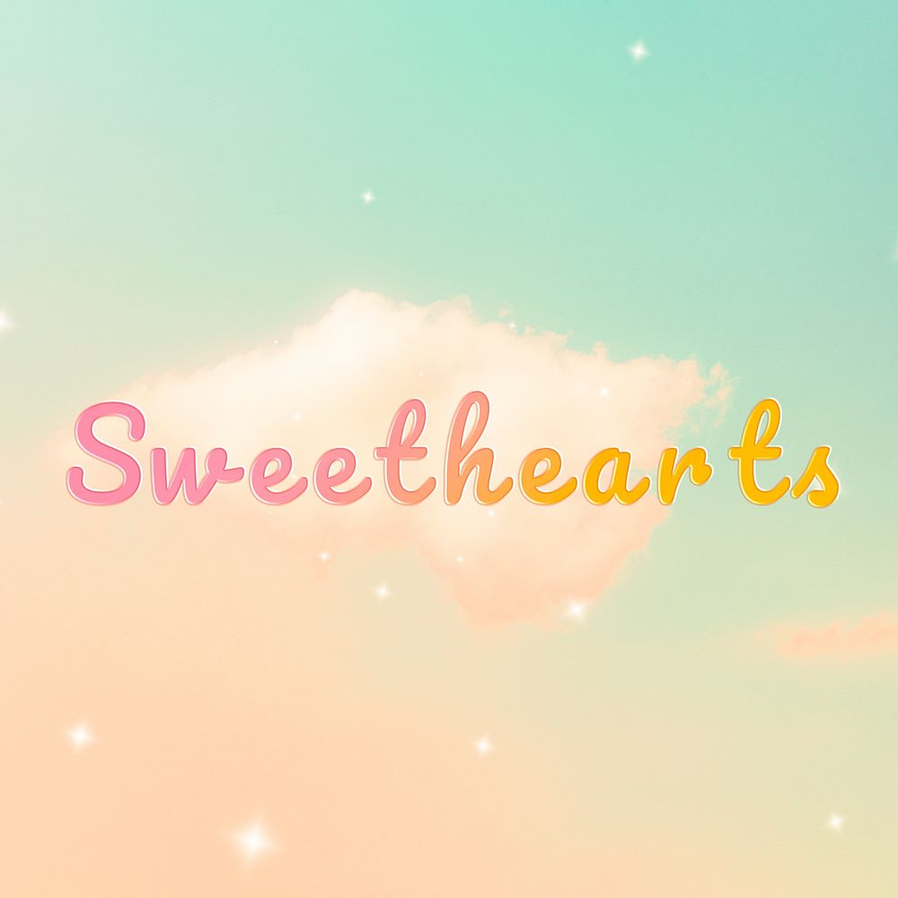 Sweethearts love message doodle font typography