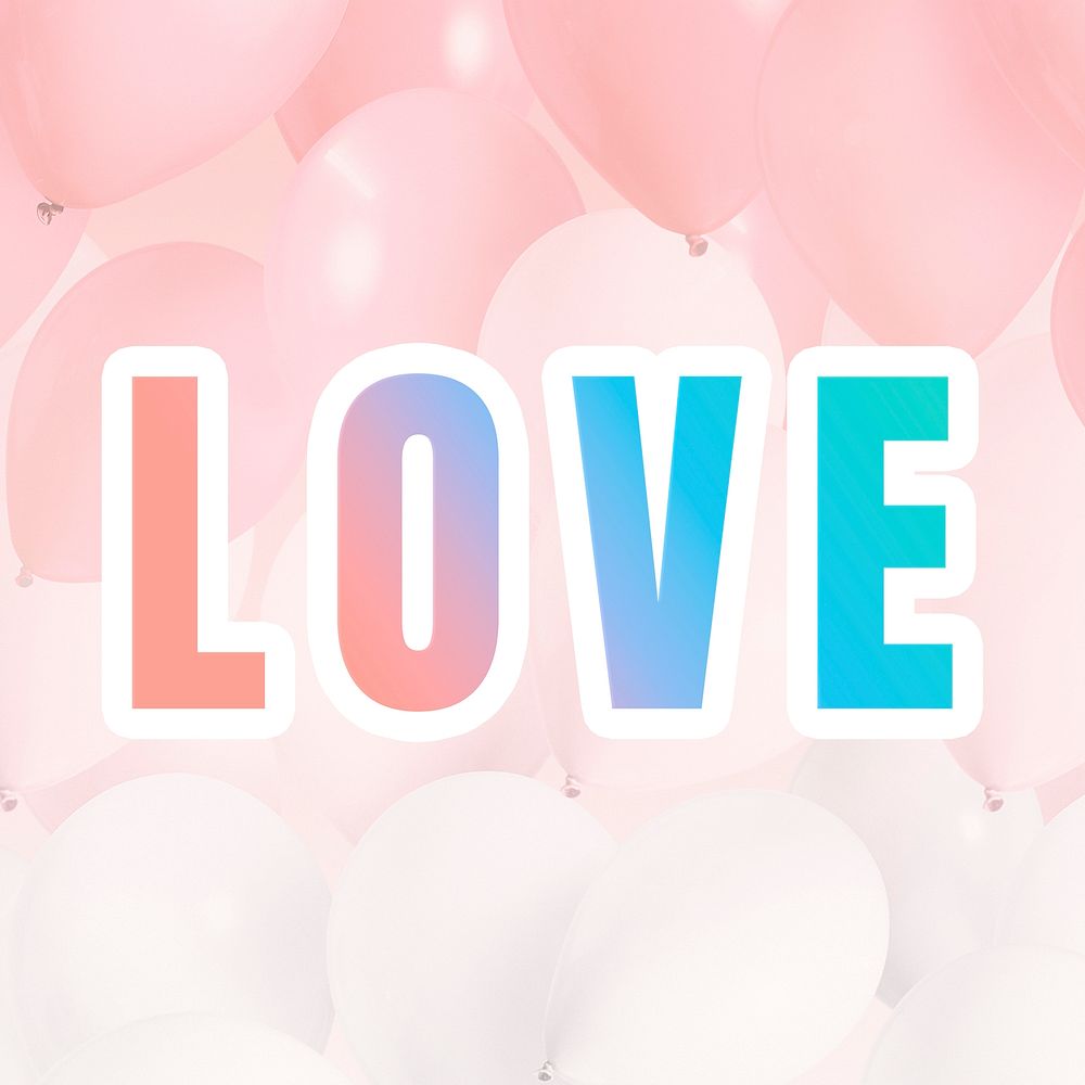 Love pastel gradient typography word