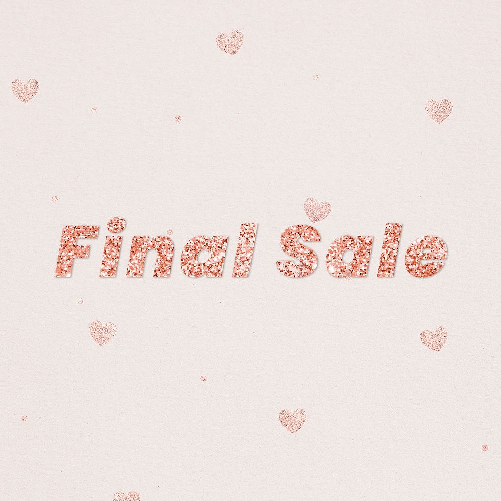 Glittery final sale typography on heart patterned background