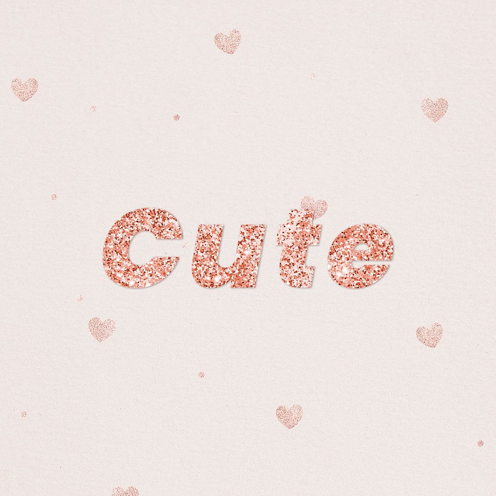 Glittery cute typography on heart patterned background