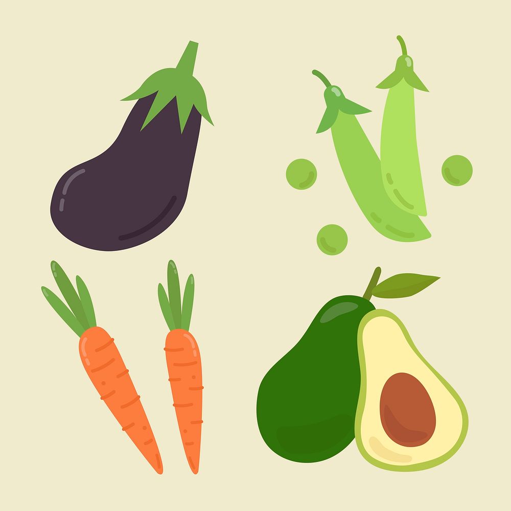 Vector pastel vegetable sticker collection