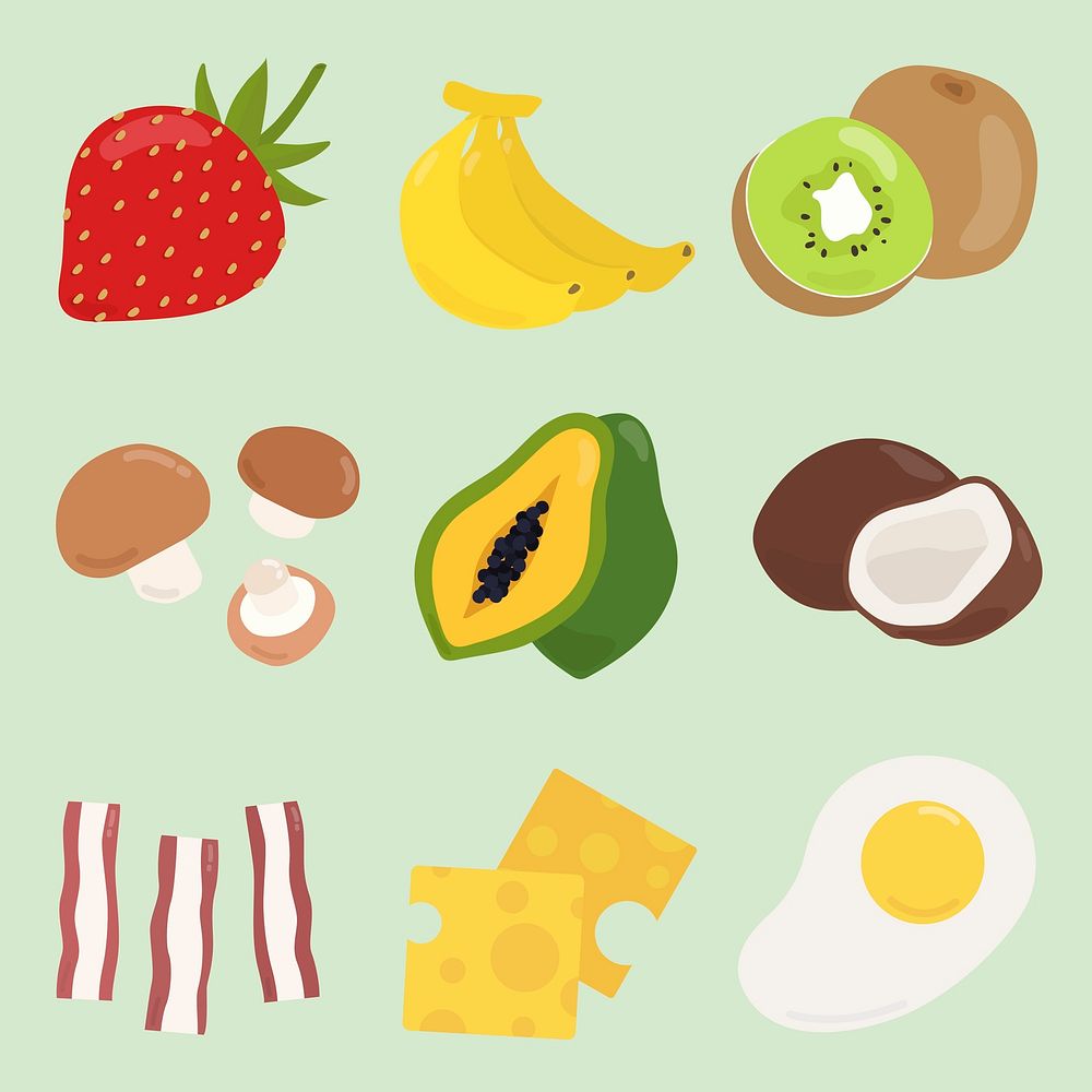 Vector colorful food sticker set