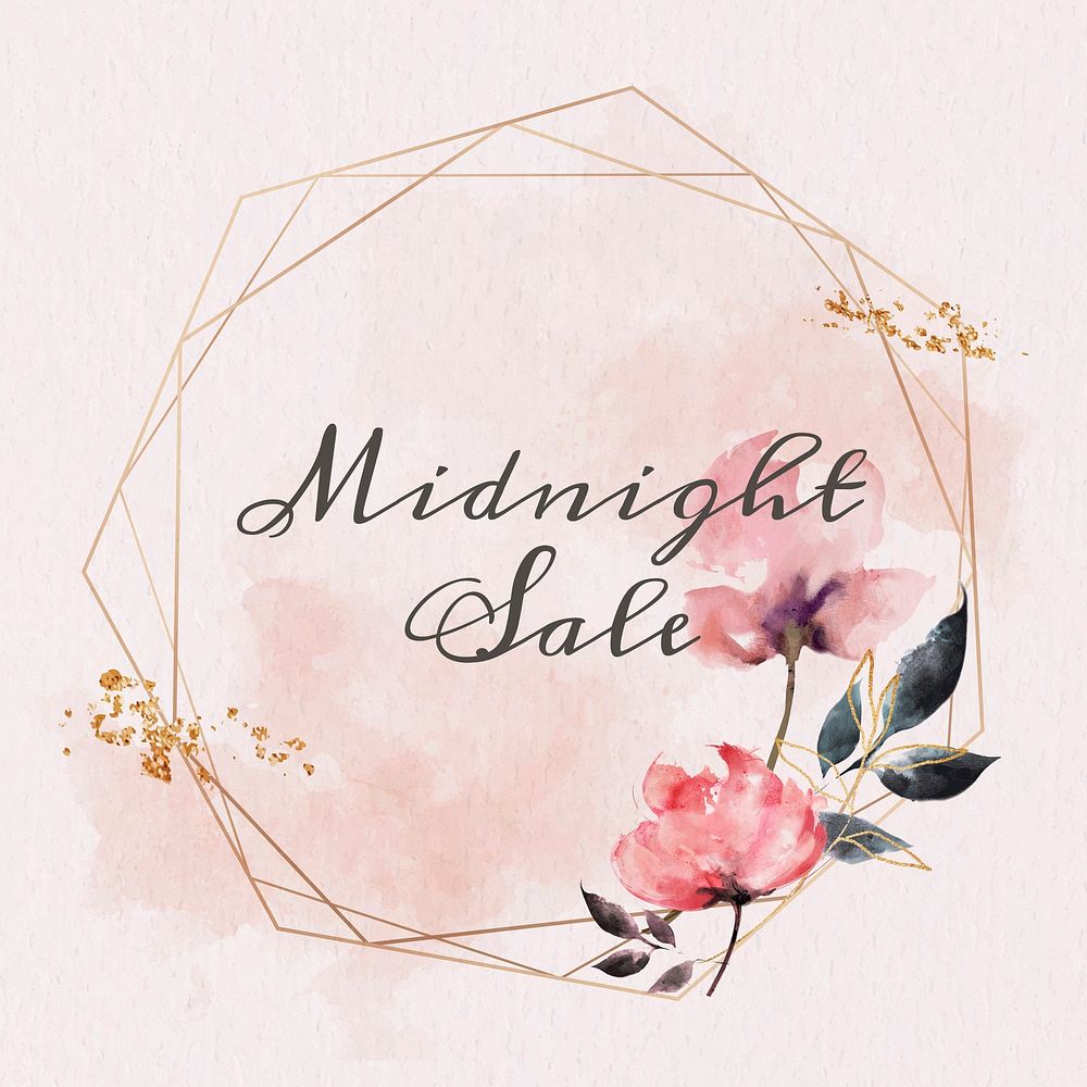 Midnight sale text floral frame