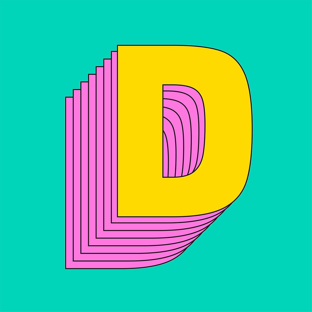 Uppercase letter d layered vector font