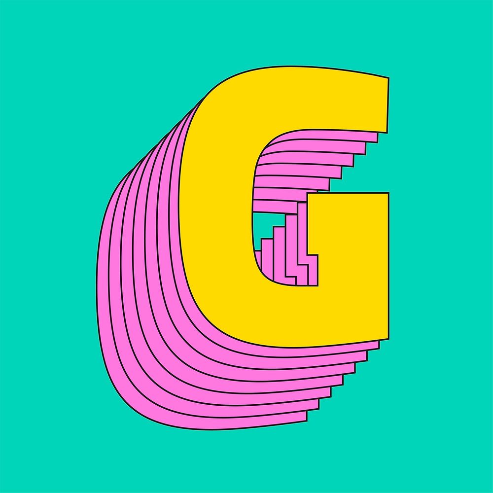 3d layered g letter vector stylized typography