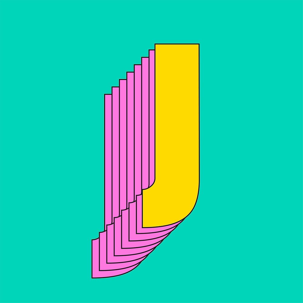 Stacked letter j vector layered stylized typography