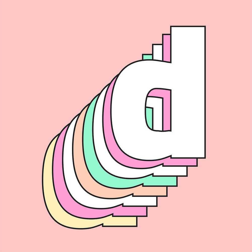 Layered letter d vector retro typeface