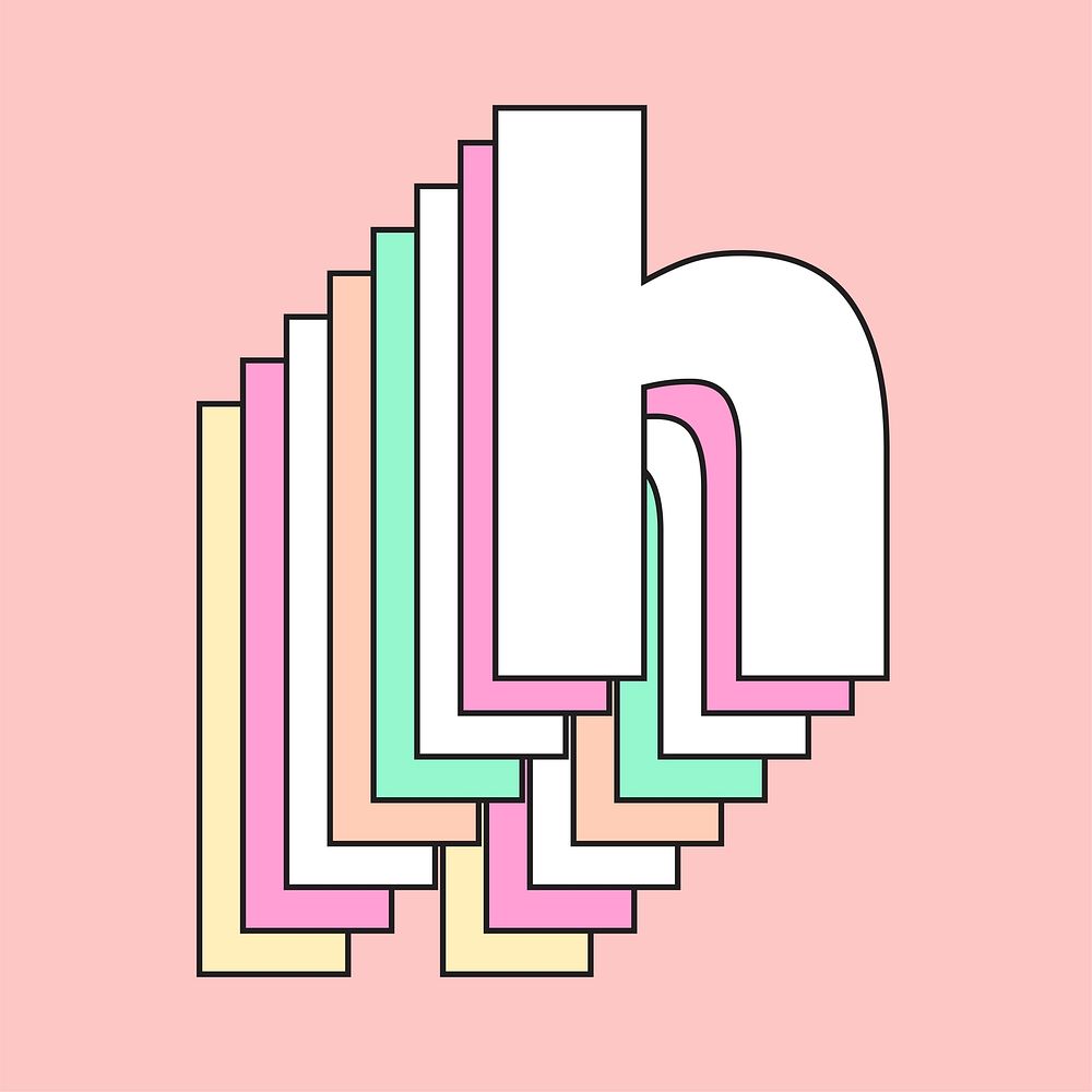 Retro 3d letter h vector pastel typography