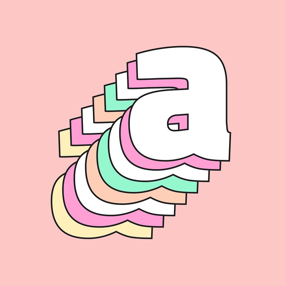 Pastel letter a word vector layered 3d vector font