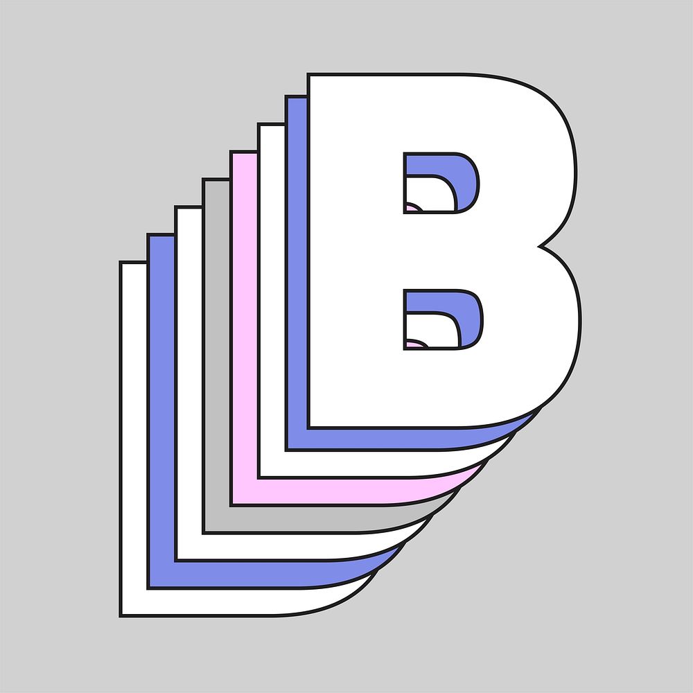 Layered letter b vector retro typeface