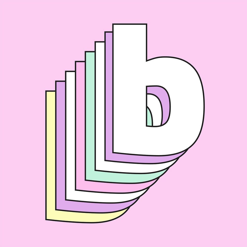 Layered letter b vector retro typeface