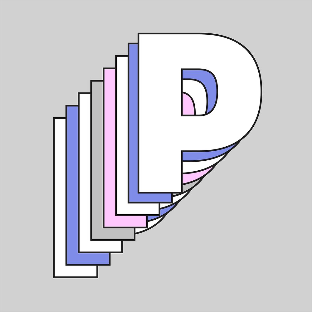 Retro 3d letter p vector pastel typography