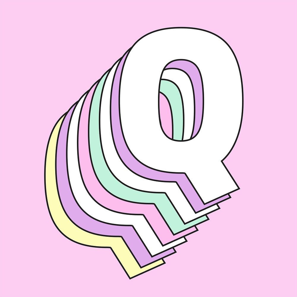 3d pastel letter q vector typography