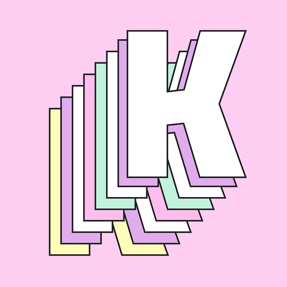 3d pastel letter k vector typography