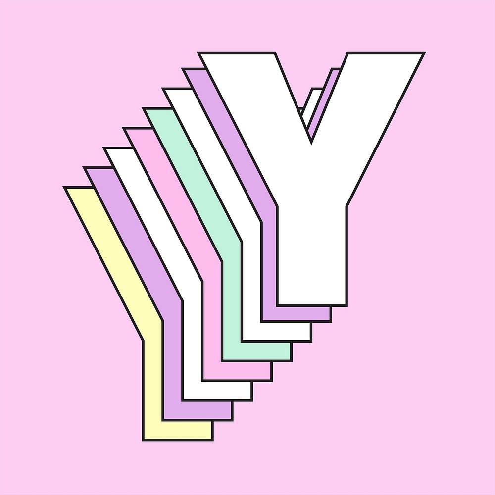 3d pastel letter y vector typography