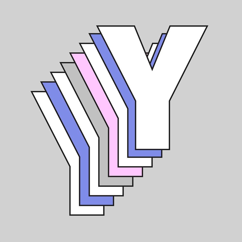 Retro 3d letter y vector pastel typography