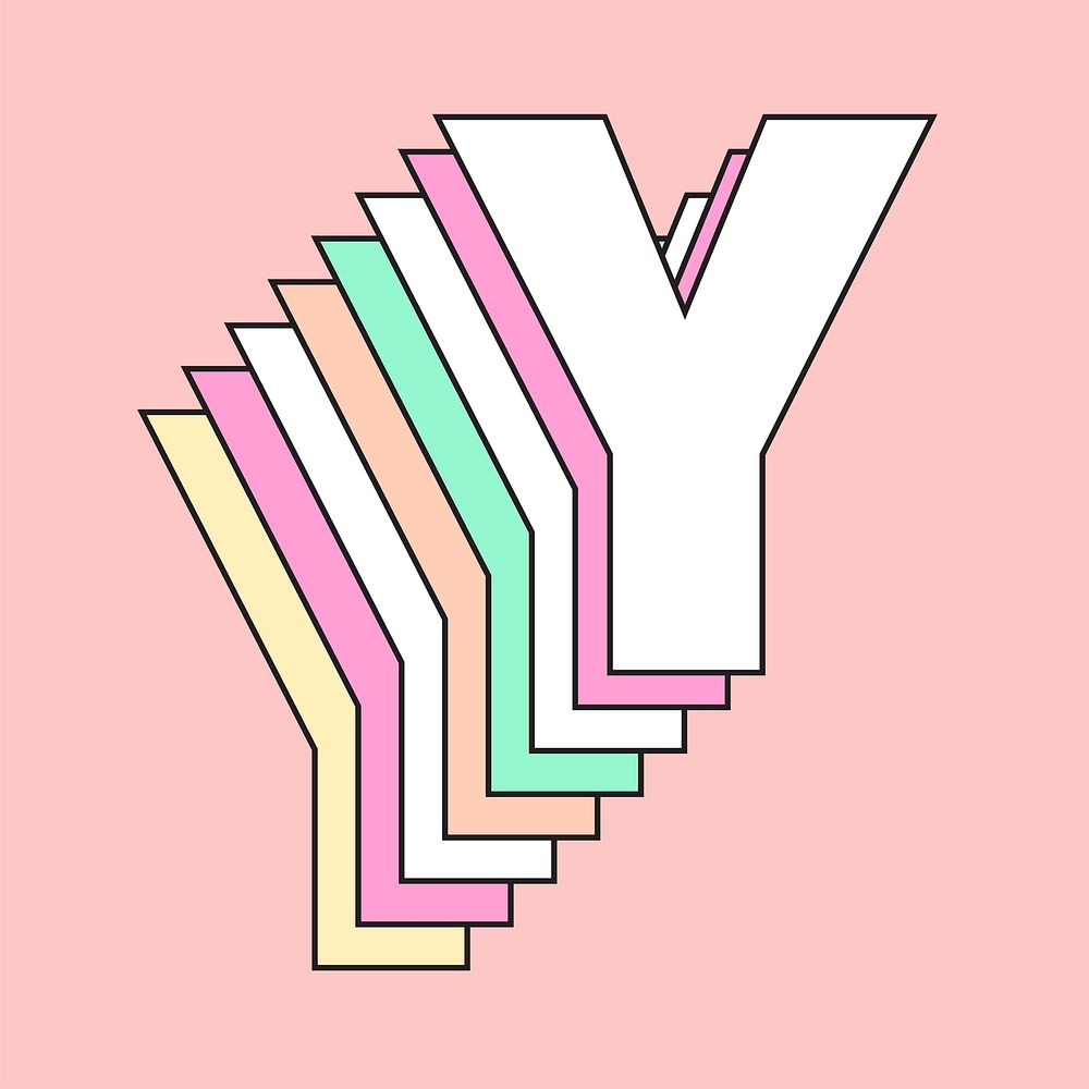Retro 3d letter y vector pastel typography