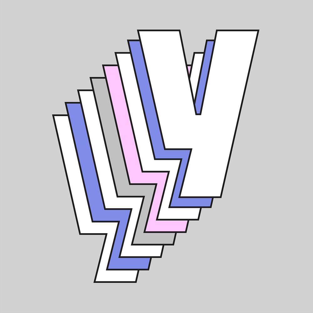 Layered pastel letter y vector typography