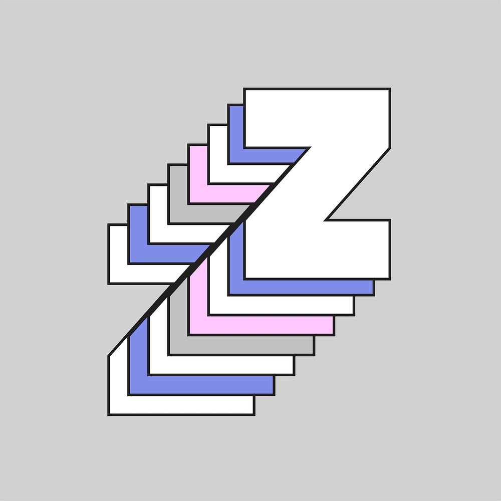 Retro 3d letter z vector pastel typography