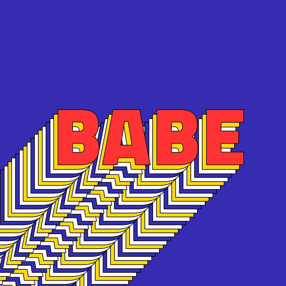 Babe layered word vector typography retro style