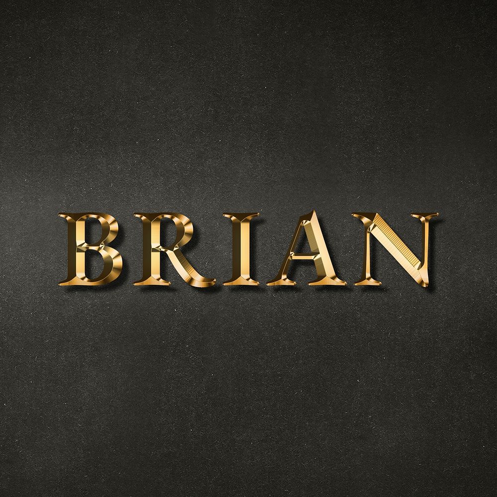 Brian typography in gold effect design element 