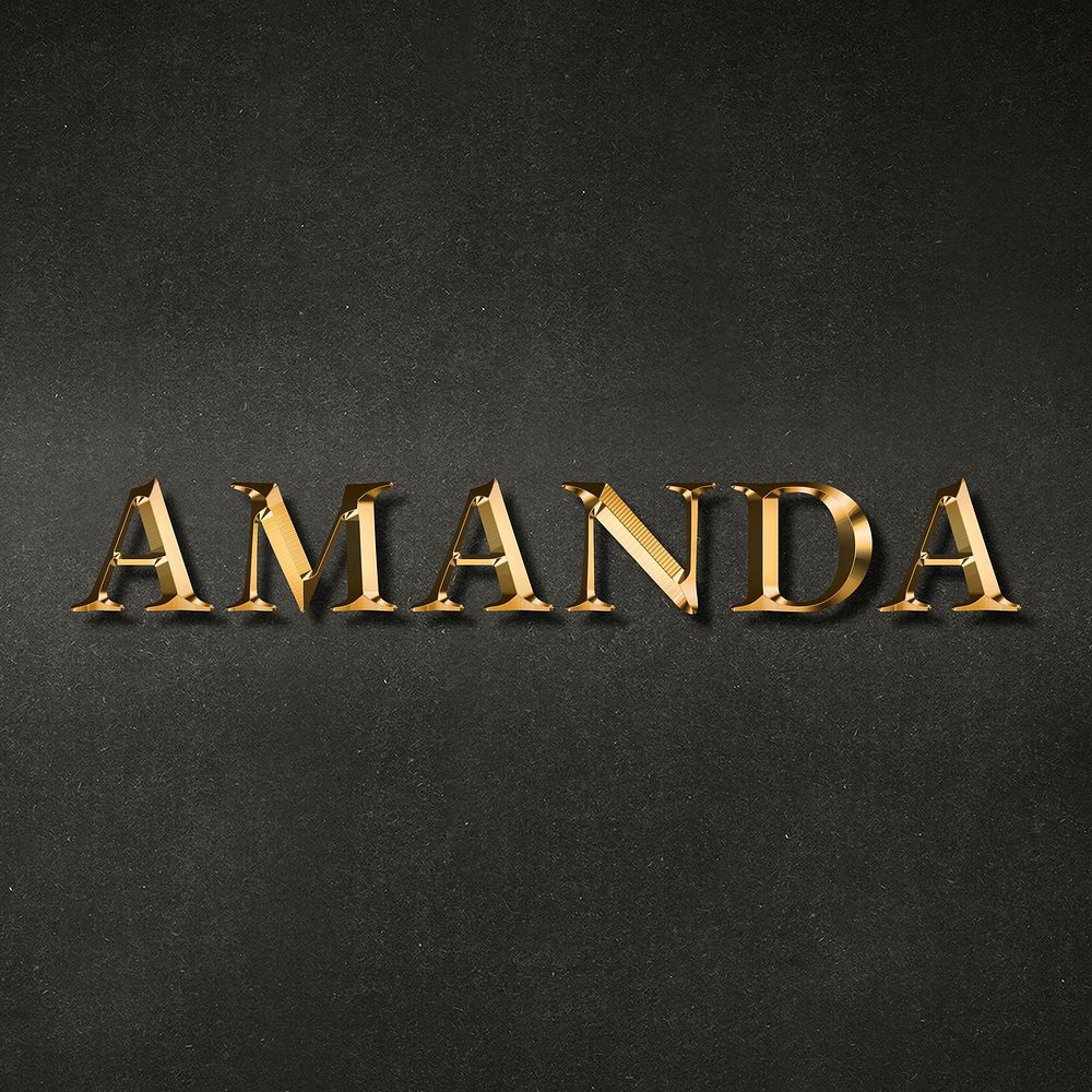 Amanda typography in gold effect design element 